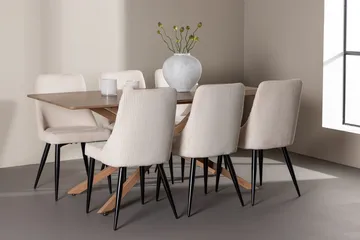Rektangulär matgrupp Venture Home Beige Mocka 6st - Møbler - Bord - Spisegrupper