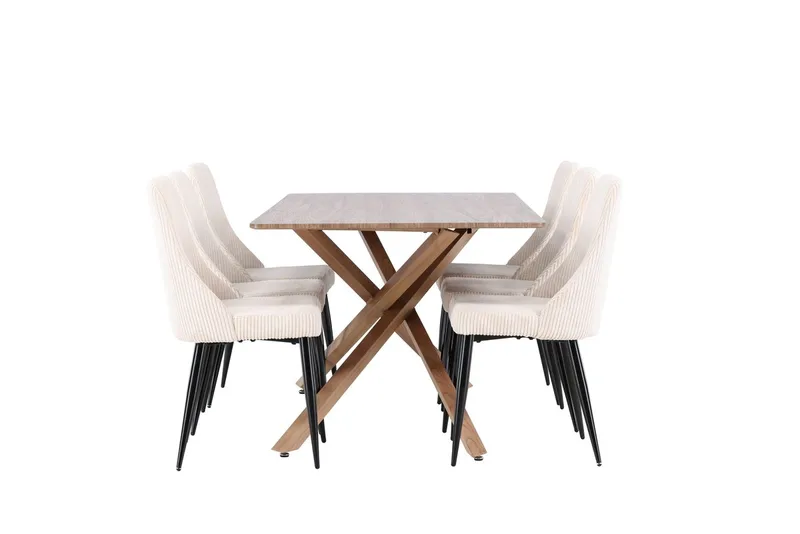 Rektangulär matgrupp Venture Home Beige Mocka 6st - Møbler - Bord - Spisegrupper