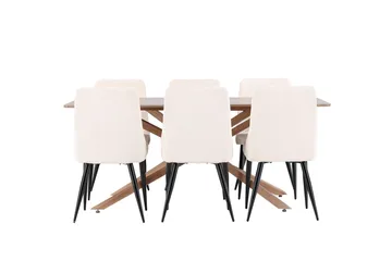 Rektangulär matgrupp Venture Home Beige Mocka 6st - Møbler - Bord - Spisegrupper