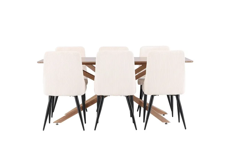 Rektangulär matgrupp Venture Home Beige Mocka 6st - Møbler - Bord - Spisegrupper