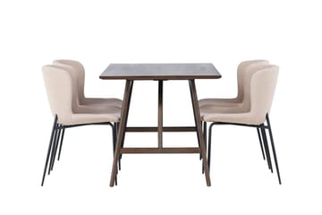 Rektangulär matgrupp Venture Home Beige Mörkbrun 4st - Møbler - Bord - Spisegrupper