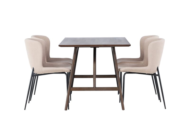 Rektangulär matgrupp Venture Home Beige Mörkbrun 4st - Møbler - Bord - Spisegrupper