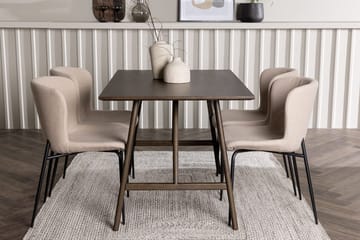 Rektangulär matgrupp Venture Home Beige Mörkbrun 4st - Møbler - Bord - Spisegrupper