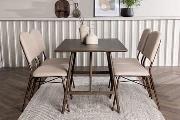 Rektangulär matgrupp Venture Home Beige Mörkbrun 4st - Møbler - Bord - Spisegrupper