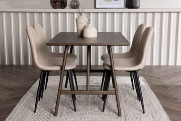 Rektangulär matgrupp Venture Home Beige Mörkbrun 4st - Møbler - Bord - Spisegrupper