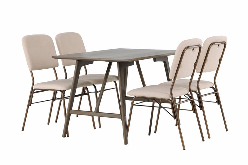 Rektangulär matgrupp Venture Home Beige Mörkbrun 4st - Møbler - Bord - Spisegrupper