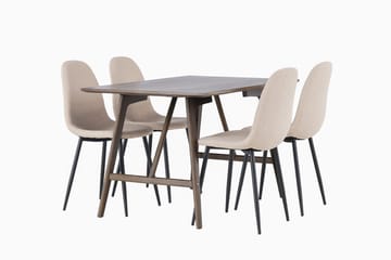 Rektangulär matgrupp Venture Home Beige Mörkbrun 4st - Møbler - Bord - Spisegrupper