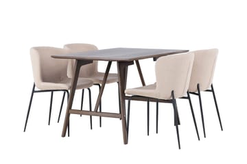 Rektangulär matgrupp Venture Home Beige Mörkbrun 4st - Møbler - Bord - Spisegrupper