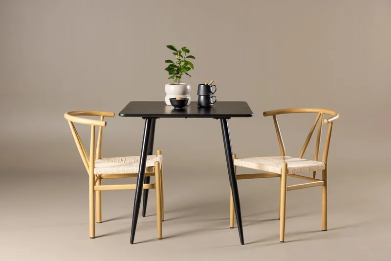 Rektangulär matgrupp Venture Home Beige Svart 2st