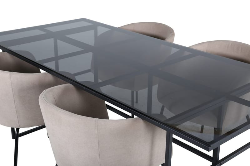 Rektangulär matgrupp Venture Home Beige Svart 4st - Møbler - Bord - Spisegrupper