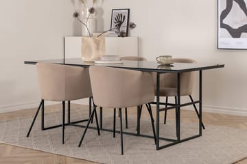 Rektangulär matgrupp Venture Home Beige Svart 4st - Møbler - Bord - Spisegrupper