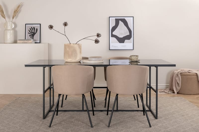 Rektangulär matgrupp Venture Home Beige Svart 4st