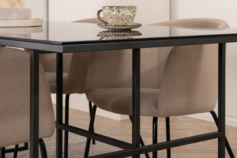Rektangulär matgrupp Venture Home Beige Svart 4st - Møbler - Bord - Spisegrupper