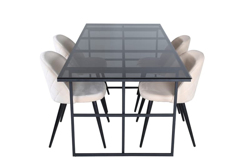 Rektangulär matgrupp Venture Home Beige Svart 4st - Møbler - Bord - Spisegrupper