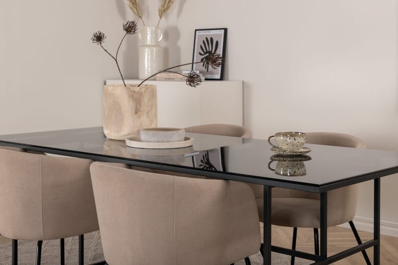 Rektangulär matgrupp Venture Home Beige Svart 4st - Møbler - Bord - Spisegrupper