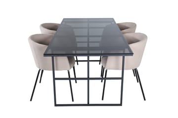 Rektangulär matgrupp Venture Home Beige Svart 4st - Møbler - Bord - Spisegrupper