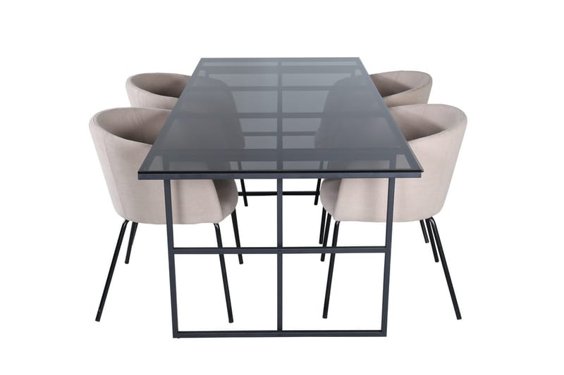 Rektangulär matgrupp Venture Home Beige Svart 4st - Møbler - Bord - Spisegrupper