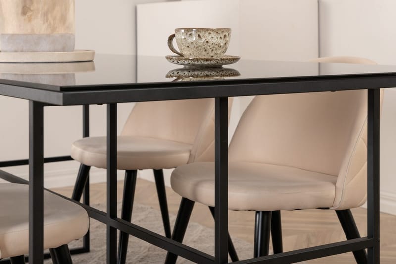 Rektangulär matgrupp Venture Home Beige Svart 4st - Møbler - Bord - Spisegrupper