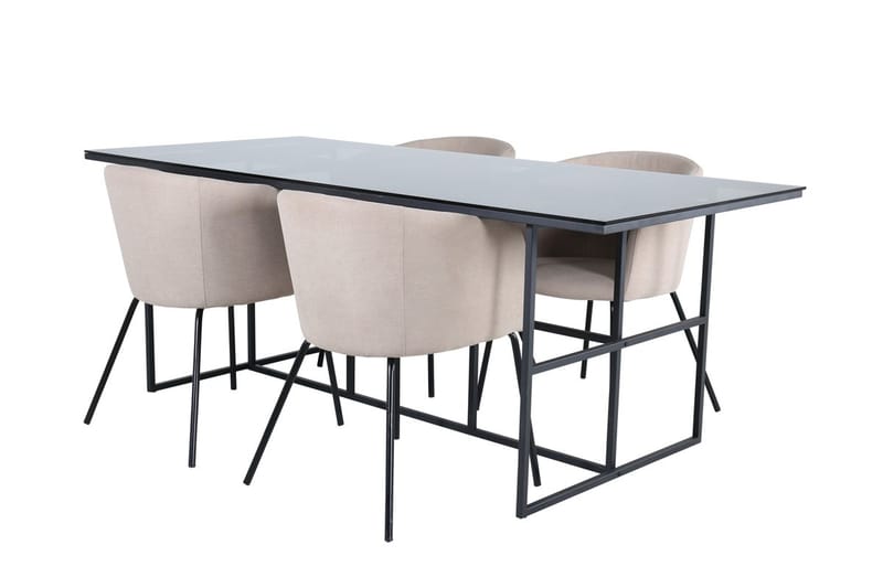 Rektangulär matgrupp Venture Home Beige Svart 4st - Møbler - Bord - Spisegrupper