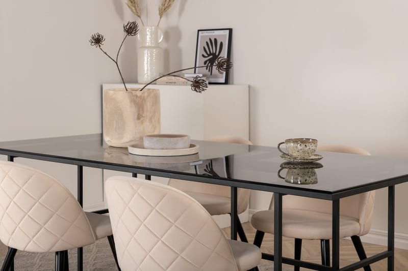 Rektangulär matgrupp Venture Home Beige Svart 4st - Møbler - Bord - Spisegrupper