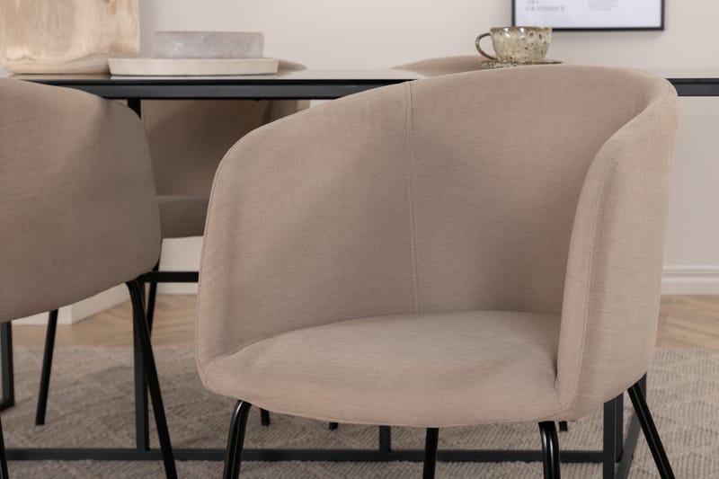 Rektangulär matgrupp Venture Home Beige Svart 4st - Møbler - Bord - Spisegrupper