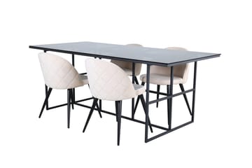 Rektangulär matgrupp Venture Home Beige Svart 4st - Møbler - Bord - Spisegrupper
