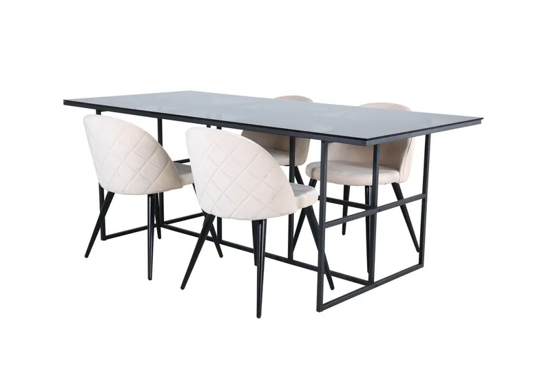 Rektangulär matgrupp Venture Home Beige Svart 4st - Møbler - Bord - Spisegrupper