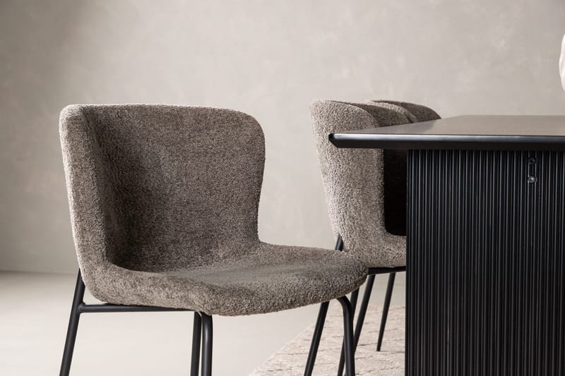 Rektangulär matgrupp Venture Home Beige Svart 6st - Møbler - Bord - Spisegrupper