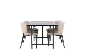 Rektangulär matgrupp Venture Home Beige Svart 6st - Møbler - Bord - Spisegrupper