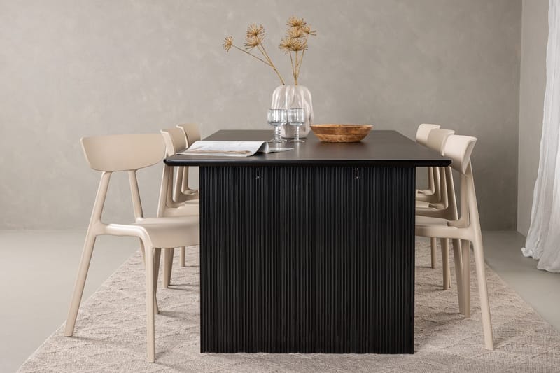 Rektangulär matgrupp Venture Home Beige Svart 6st - Møbler - Bord - Spisegrupper