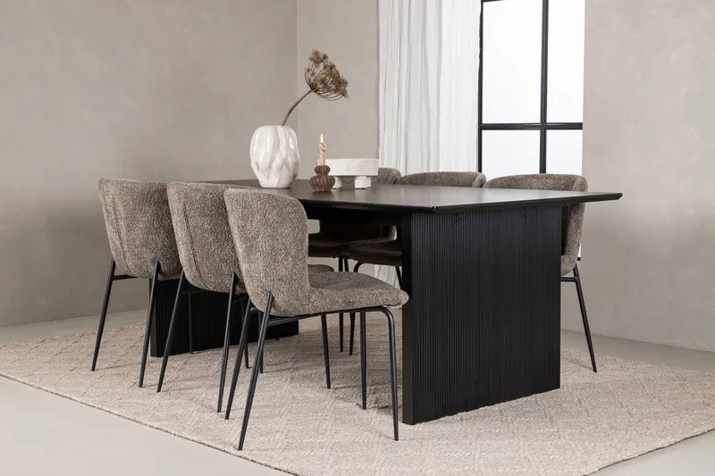 Rektangulär matgrupp Venture Home Beige Svart 6st
