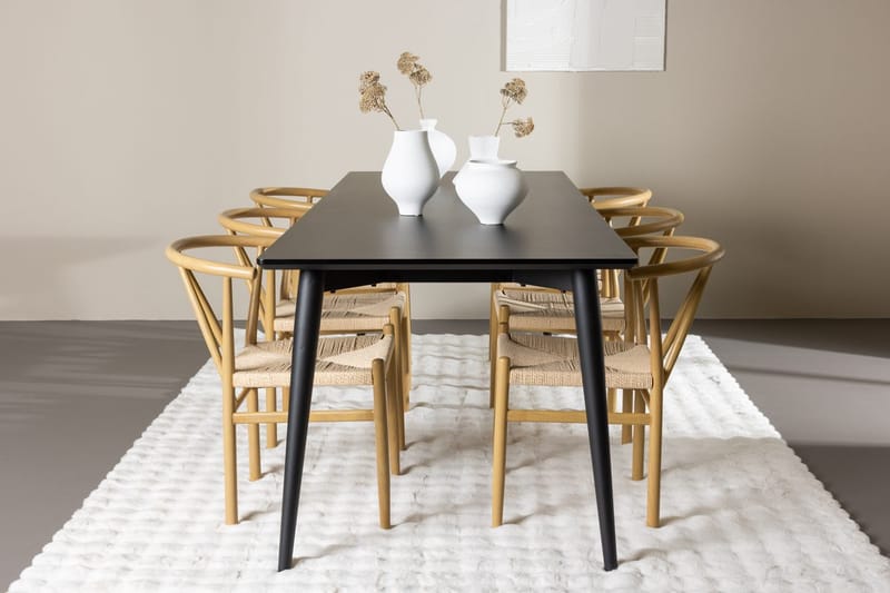 Rektangulär matgrupp Venture Home Beige Svart 6st