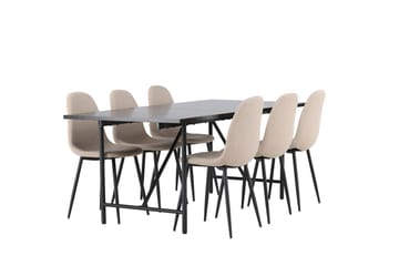 Rektangulär matgrupp Venture Home Beige Svart 6st - Møbler - Bord - Spisegrupper