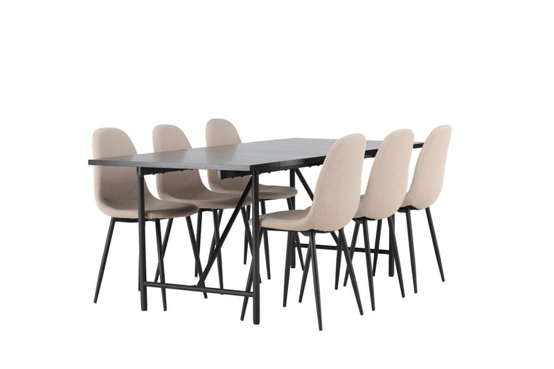 Rektangulär matgrupp Venture Home Beige Svart 6st - Møbler - Bord - Spisegrupper