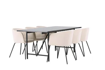 Rektangulär matgrupp Venture Home Beige Svart 6st - Møbler - Bord - Spisegrupper