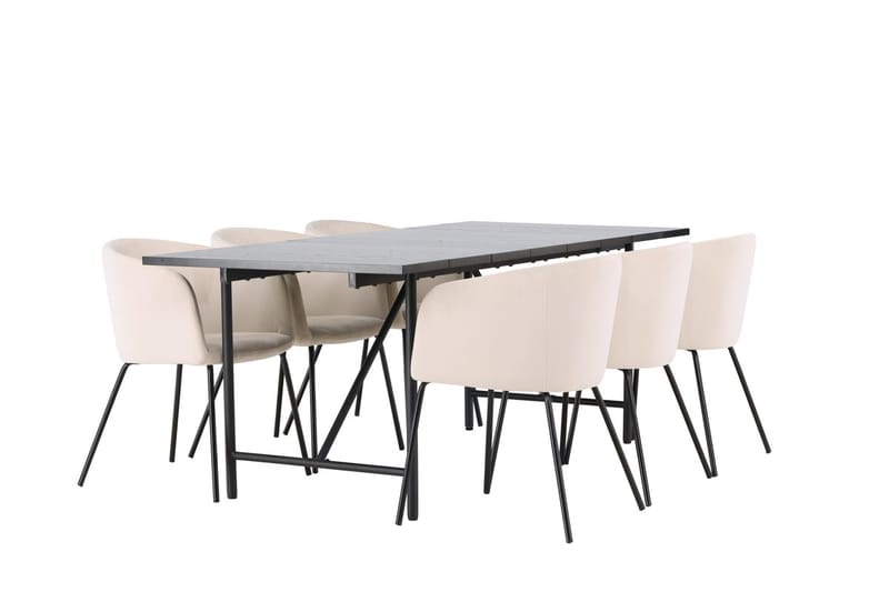 Rektangulär matgrupp Venture Home Beige Svart 6st - Møbler - Bord - Spisegrupper