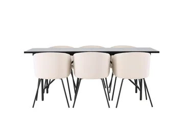 Rektangulär matgrupp Venture Home Beige Svart 6st - Møbler - Bord - Spisegrupper