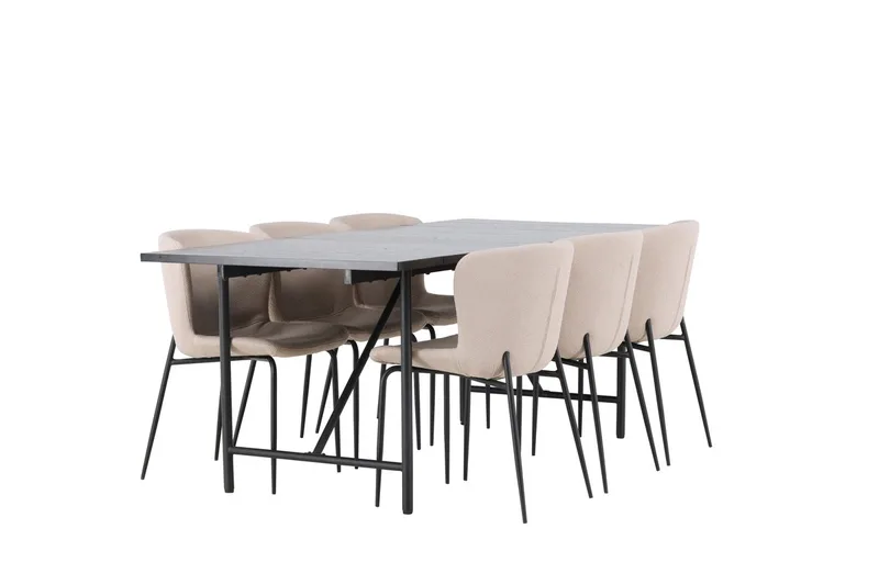 Rektangulär matgrupp Venture Home Beige Svart 6st - Møbler - Bord - Spisegrupper