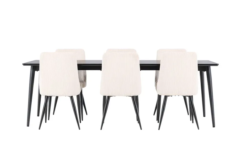 Rektangulär matgrupp Venture Home Beige Svart 6st - Møbler - Bord - Spisegrupper