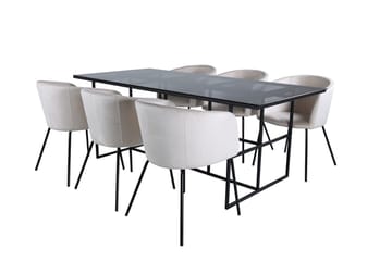 Rektangulär matgrupp Venture Home Beige Svart 6st - Møbler - Bord - Spisegrupper