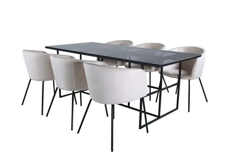 Rektangulär matgrupp Venture Home Beige Svart 6st