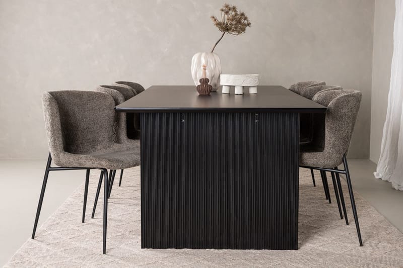 Rektangulär matgrupp Venture Home Beige Svart 6st - Møbler - Bord - Spisegrupper