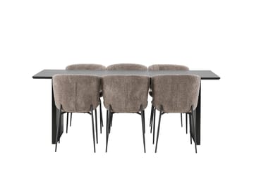 Rektangulär matgrupp Venture Home Beige Svart 6st - Møbler - Bord - Spisegrupper