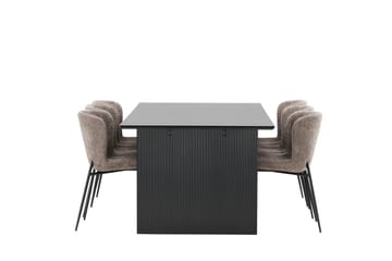 Rektangulär matgrupp Venture Home Beige Svart 6st - Møbler - Bord - Spisegrupper