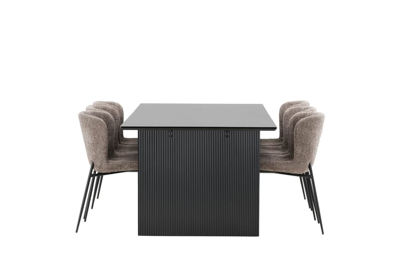 Rektangulär matgrupp Venture Home Beige Svart 6st - Møbler - Bord - Spisegrupper