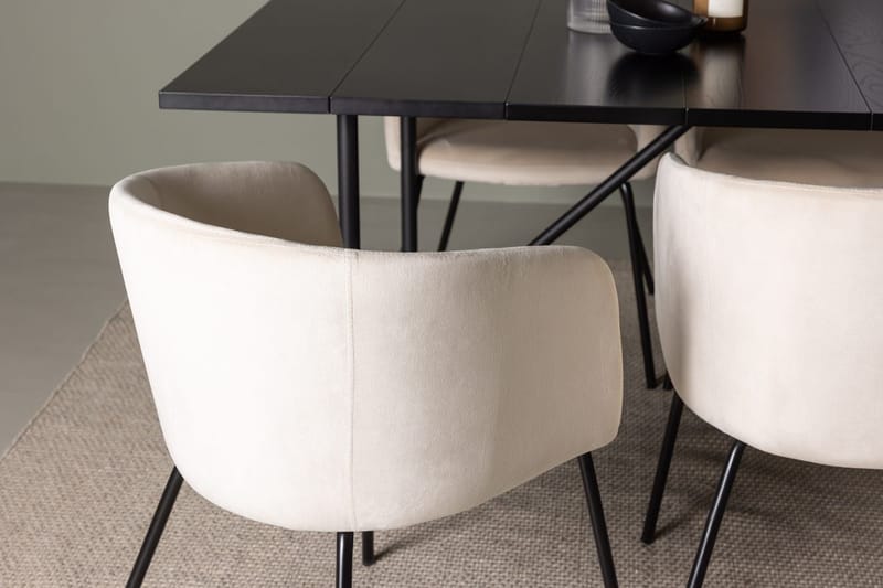 Rektangulär matgrupp Venture Home Beige Svart 6st - Møbler - Bord - Spisegrupper
