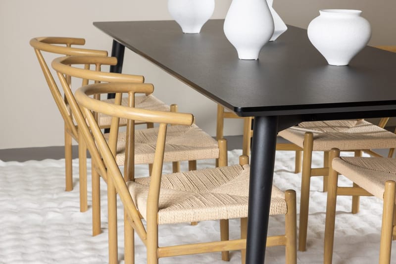 Rektangulär matgrupp Venture Home Beige Svart 6st - Møbler - Bord - Spisegrupper