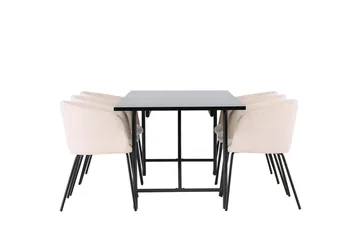 Rektangulär matgrupp Venture Home Beige Svart 6st - Møbler - Bord - Spisegrupper