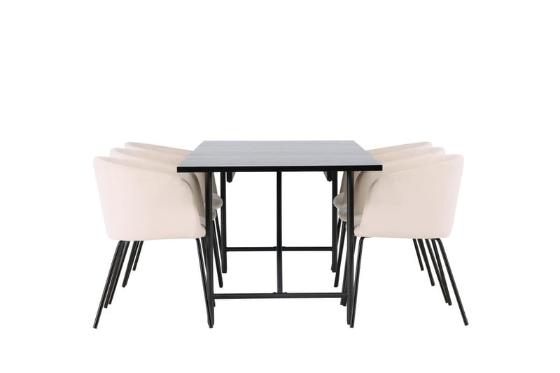 Rektangulär matgrupp Venture Home Beige Svart 6st - Møbler - Bord - Spisegrupper