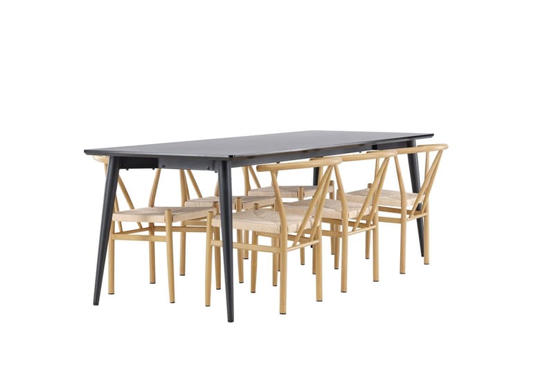 Rektangulär matgrupp Venture Home Beige Svart 6st - Møbler - Bord - Spisegrupper
